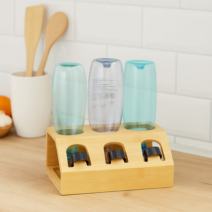 Bamboo Bottle Drying Rack for 3 Bottles