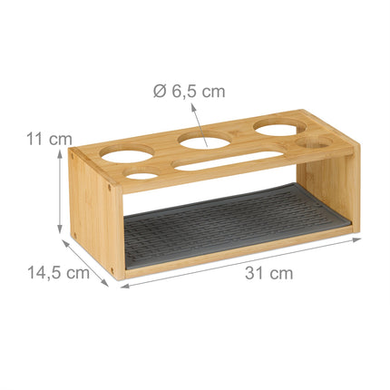 Bamboo Bottle Drying Rack for 3 Bottles