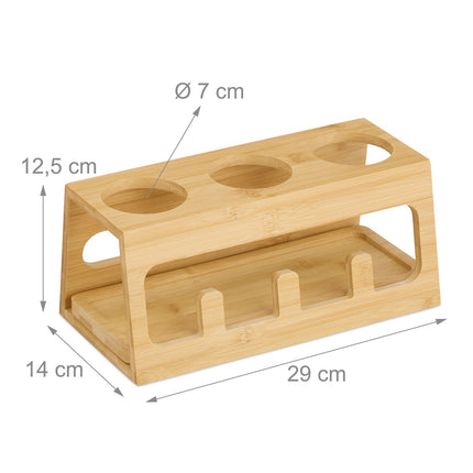 Bamboo Bottle Drying Rack with Drip Tray, 3 Slots