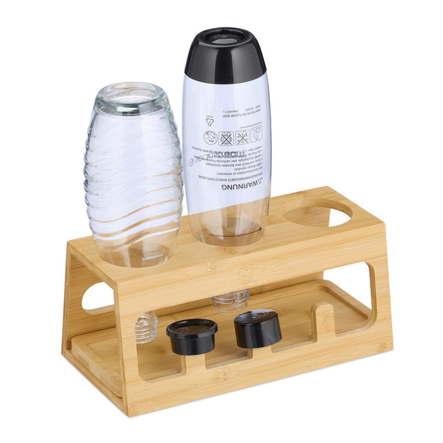 Bamboo Bottle Drying Rack with Drip Tray, 3 Slots
