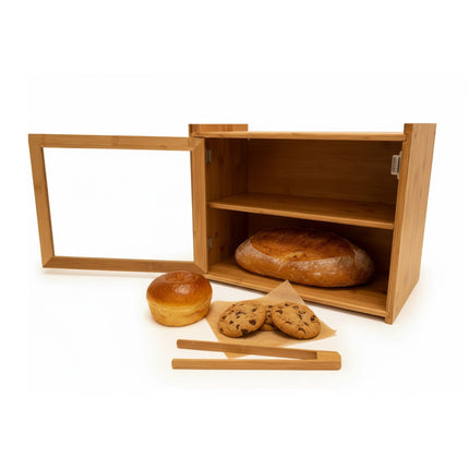 Bamboo Bread Bin, 2-Tier with Window