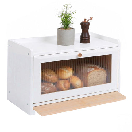 Bamboo Bread Bin With Cutting Board, Large Window