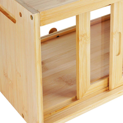 Bamboo Bread Bin with Viewing Window and Top Shelf, Natural