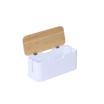 Bamboo Cable Box – Holds 6-Way Power Strip, Magnetic Lid