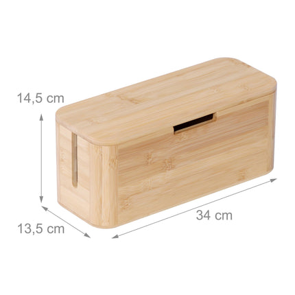 Bamboo Cable Box with Magnetic Lid – Fits 6-Socket Lead
