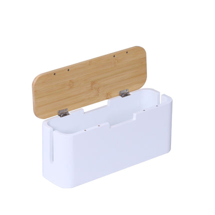 Bamboo Cable Box with Magnetic Lid, Fits 6-Socket Lead