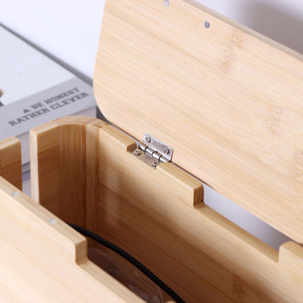 Bamboo Cable Box with Magnetic Lid – Fits 6-Socket Lead