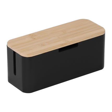 Bamboo Cable Box with Magnetic Lid, Fits 6-Socket Strip