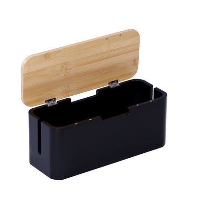 Bamboo Cable Box with Magnetic Lid, Fits 6-Socket Strip