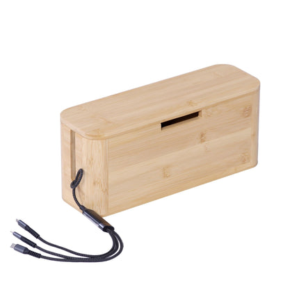 Bamboo Cable Box with Magnetic Lid – Organize & Protect