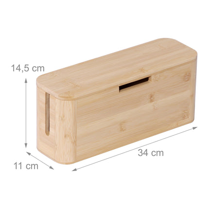 Bamboo Cable Box with Magnetic Lid – Organize & Protect