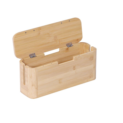 Bamboo Cable Box with Magnetic Lid – Organize & Protect