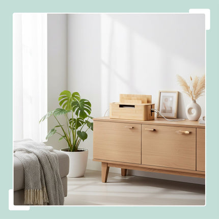 Bamboo Cable Box with Phone Holder – Organize & Charge