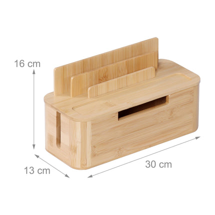 Bamboo Cable Box with Phone Holder – Organize & Charge