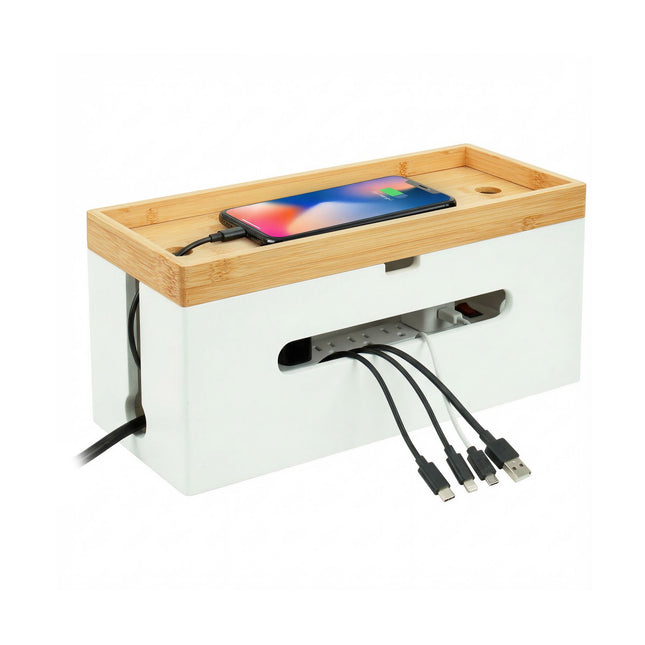 Bamboo Cable Management Box for 6-Socket Power Strip