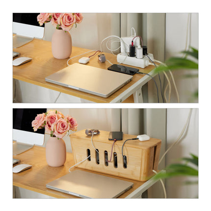 Bamboo Cable Management Box for Power Strips