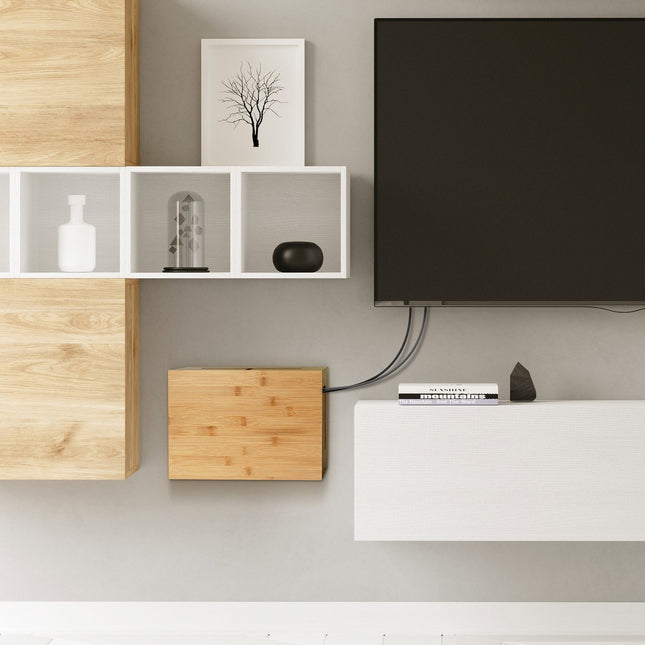 Bamboo Cable Storage Box with Lid – Cable Management
