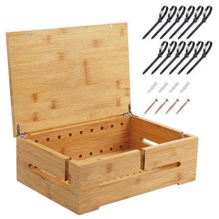 Bamboo Cable Storage Box with Lid – Cable Management