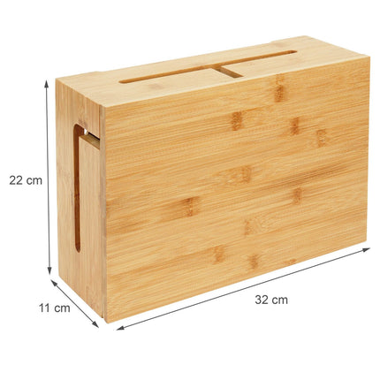 Bamboo Cable Storage Box with Lid – Cable Management