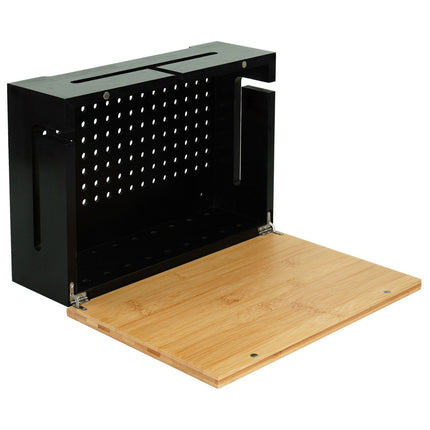 Bamboo Cable Storage Box with Lid – Conceals Power Strips
