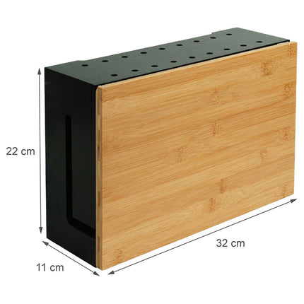 Bamboo Cable Storage Box with Lid – Conceals Power Strips