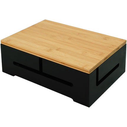Bamboo Cable Storage Box with Lid – Conceals Power Strips