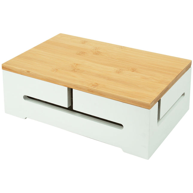 Bamboo Cable Storage Box with Lid – Conceals Power Strips
