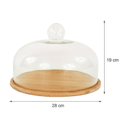 Bamboo Cake Stand with Glass Lid – Keeps Pastries Fresh