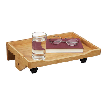 Bamboo Clamp-On Bedside Shelf with Cup Holder