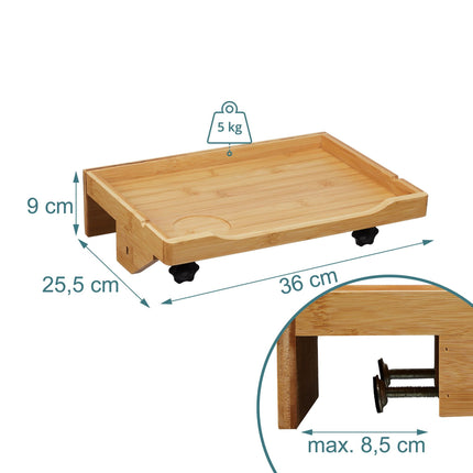 Bamboo Clamp-On Bedside Shelf with Cup Holder
