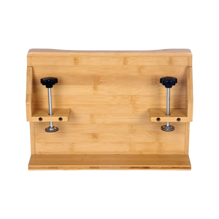 Bamboo Clamp-On Bedside Shelf with Cup Holder