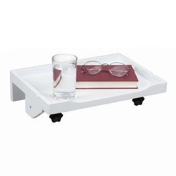 Bamboo Clamp-On Bedside Shelf with Cup Holder – White