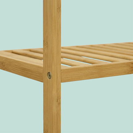 Bamboo Clothes Rack with 4 Shelves, Natural Finish