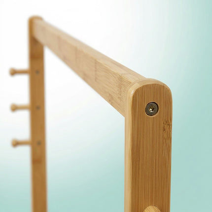 Bamboo Clothes Trolley with Shelves and Hooks