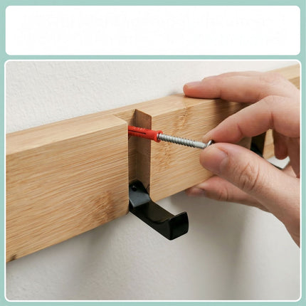 Bamboo Coat Rack With Folding Hooks, Natural And Black