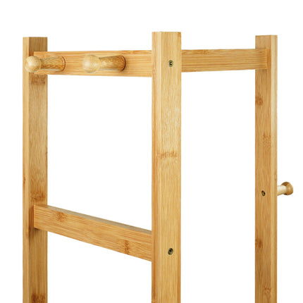 Bamboo Coat Rack with 2 Shelves and 3 Hooks