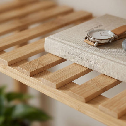 Bamboo Coat Rack with 7 Shelves, Natural Finish