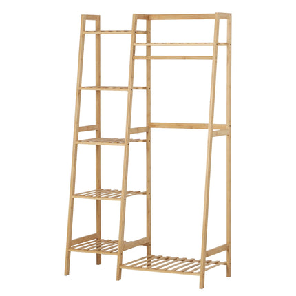 Bamboo Coat Rack with 7 Shelves, Natural Finish