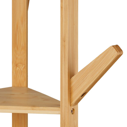Bamboo Coat Rack with 9 Hooks and 2 Shelves