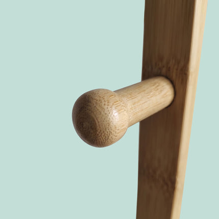 Bamboo Coat Rack with Hooks, Natural Finish