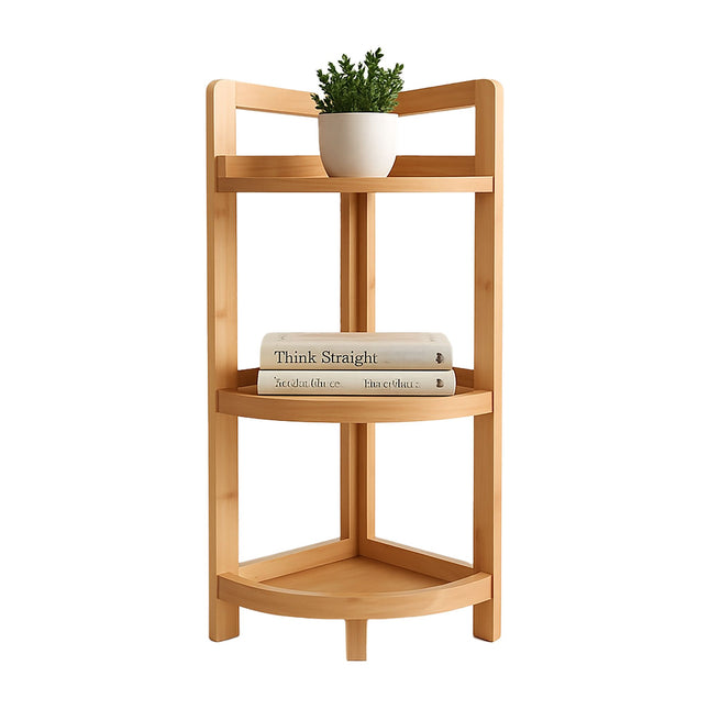 Bamboo Corner Shelf, 3-Tier Freestanding Storage