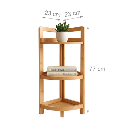 Bamboo Corner Shelf, 3-Tier Freestanding Storage