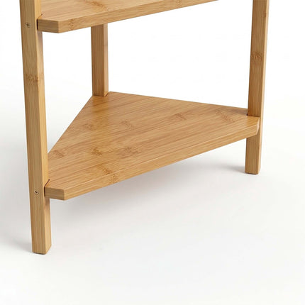 Bamboo Corner Shelf with 3 Triangular Shelves, White, 60 x 46 x 25 cm
