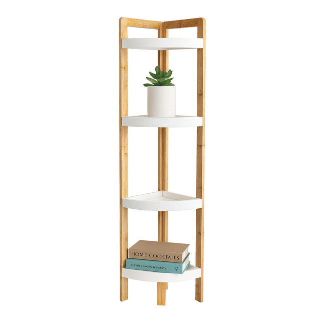 Bamboo Corner Shelf with Racks – Space-Saving Design