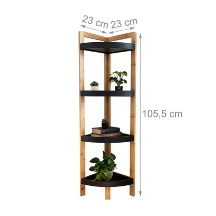 Bamboo Corner Shelf with Racks, Space-Saving Design