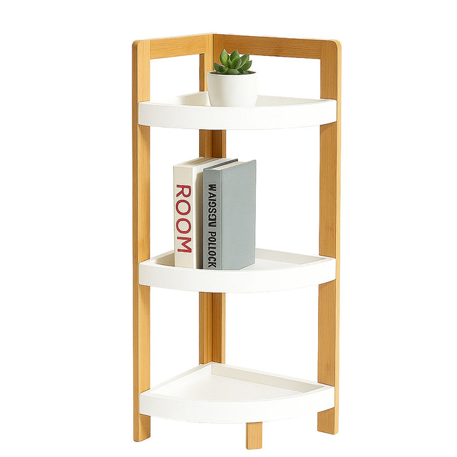 Bamboo Corner Shelf with Racks – Space-Saving Storage