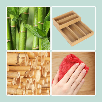 Bamboo Cutlery Drawer Organizer, 2-Piece, 6 Compartments