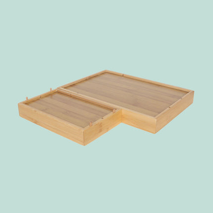 Bamboo Cutlery Drawer Organizer, 2-Piece, 6 Compartments