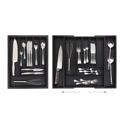 Bamboo Cutlery Tray, Adjustable 7-9 Compartments