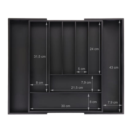 Bamboo Cutlery Tray, Adjustable 7-9 Compartments